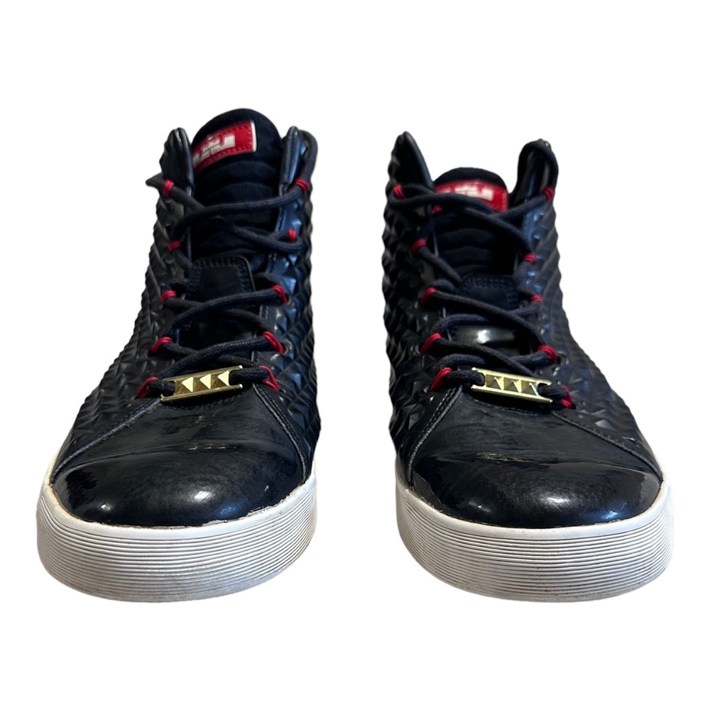 Nike LeBron 12 NSW Lifestyle Sneakers Mens Size 10 Black Red Gold Mid Top - Picture 3 of 7